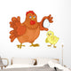 Hen and Chicken Illustration Wall Decal