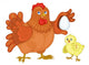 Hen and Chicken Illustration Wall Decal