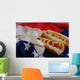 Hotdogs Baseballs American Flag Wall Decal