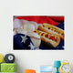 Hotdogs Baseballs American Flag Wall Decal