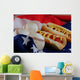 Hotdogs Baseballs American Flag Wall Decal