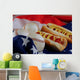 Hotdogs Baseballs American Flag Wall Decal
