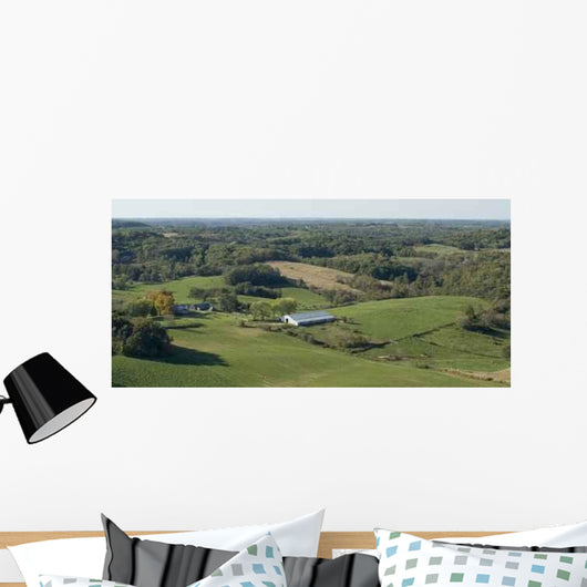 Aerial Photograph Farm near Wall Decal