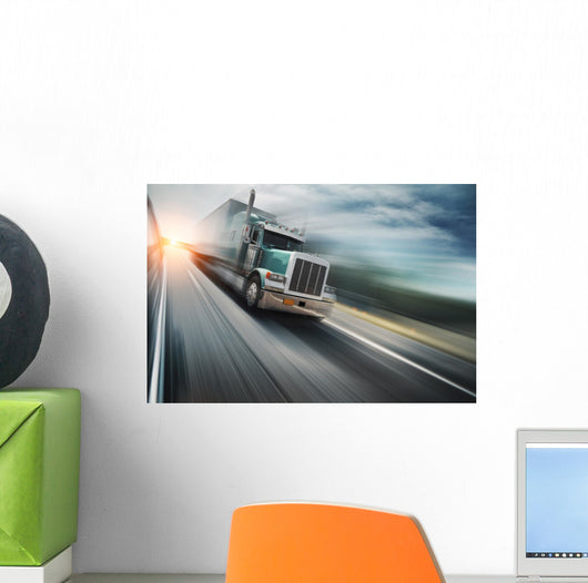 American Truck Speeding Freeway Wall Decal