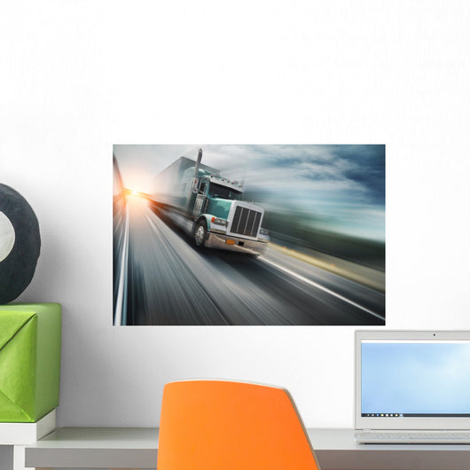 American Truck Speeding Freeway Wall Decal