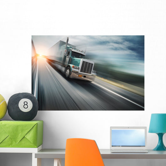American Truck Speeding Freeway Wall Decal