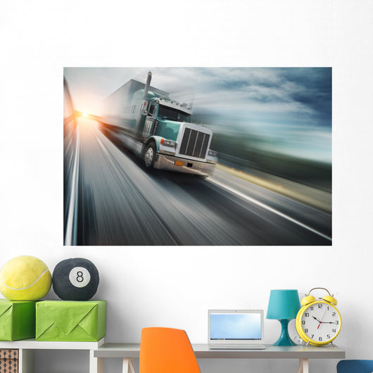 American Truck Speeding Freeway Wall Decal