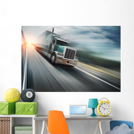 American Truck Speeding Freeway Wall Decal