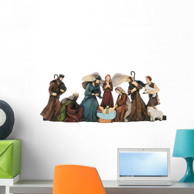 Nativity Scene Wall Decal shown on a wall