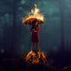Woman with Burning Umbrella Wall Decal