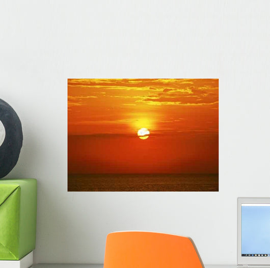 Red Sunset over Tranquil Wall Decal