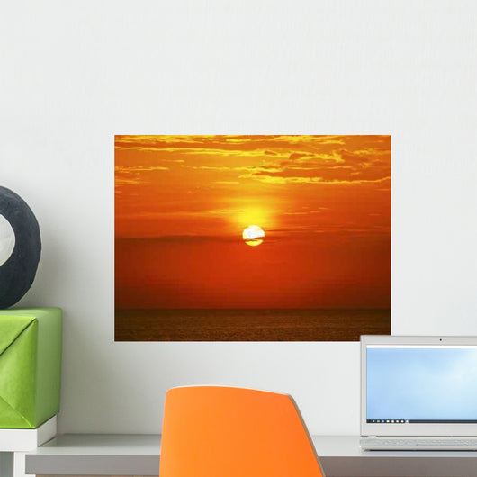 Red Sunset over Tranquil Wall Decal