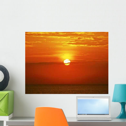 Red Sunset over Tranquil Wall Decal