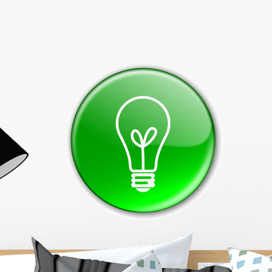 Button with Light Bulb Wall Decal