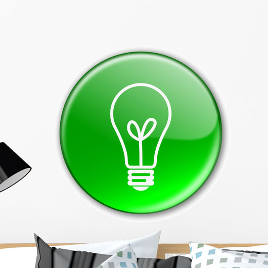 Button with Light Bulb Wall Decal