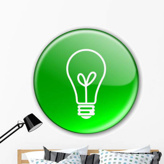 Button with Light Bulb Wall Decal