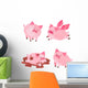 Watercolor Cute Pigs Wall Decal Sticker Set