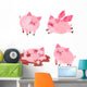 Watercolor Cute Pigs Wall Decal Sticker Set