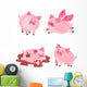 Watercolor Cute Pigs Wall Decal Sticker Set