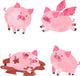 Watercolor Cute Pigs Wall Decal Sticker Set