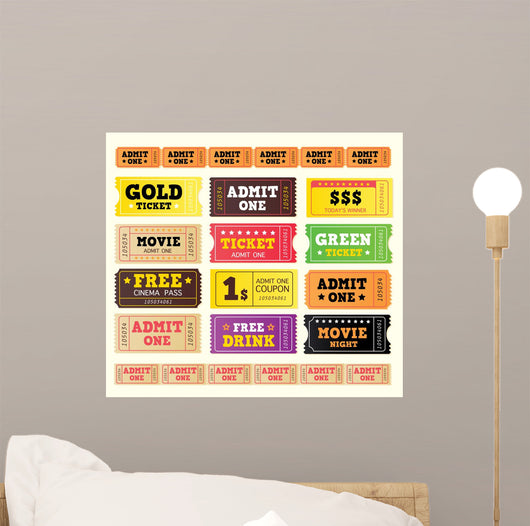 Vintage Cinema Tickets Collection Wall Decal