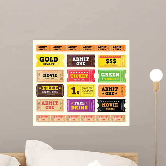 Vintage Cinema Tickets Collection Wall Decal