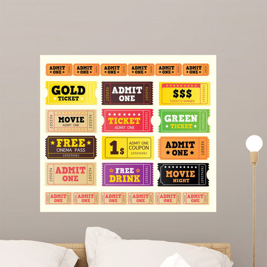 Vintage Cinema Tickets Collection Wall Decal