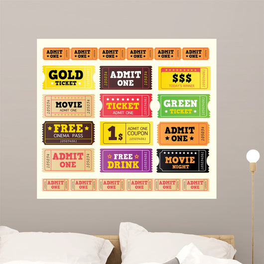 Vintage Cinema Tickets Collection Wall Decal