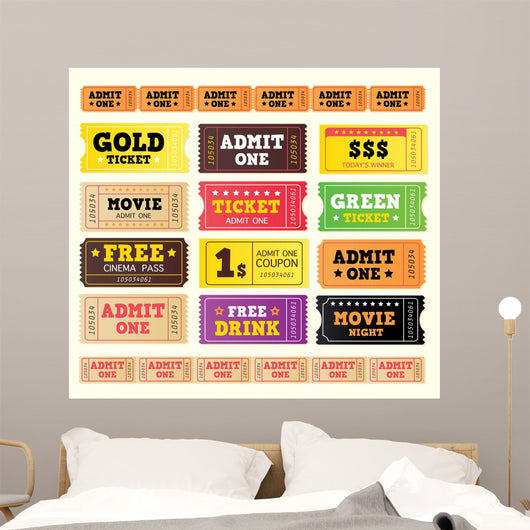 Vintage Cinema Tickets Collection Wall Decal