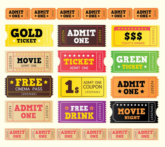 Vintage Cinema Tickets Collection Wall Decal