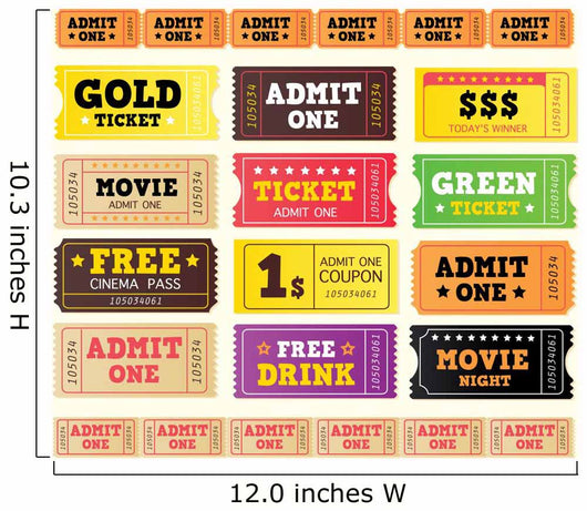 Vintage Cinema Tickets Collection Wall Decal