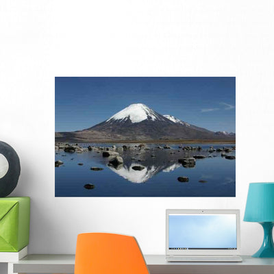 Volcano Wall Decal shown on a wall