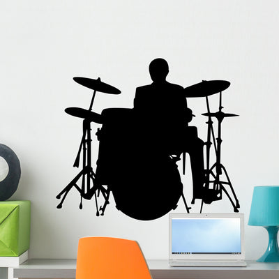 Drummer Wall Decal shown on a wall