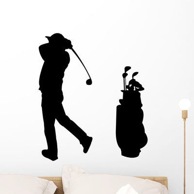 Golfer Wall Decal shown on a wall