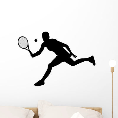 Tennis Player Wall Decal Design 1 shown on a wall