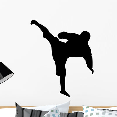 Karate Silhouette Wall Decal shown on a wall