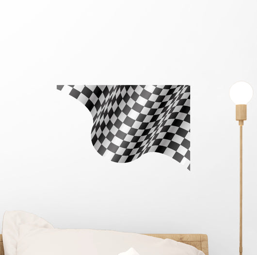 Checkered Flag Wave White Wall Decal