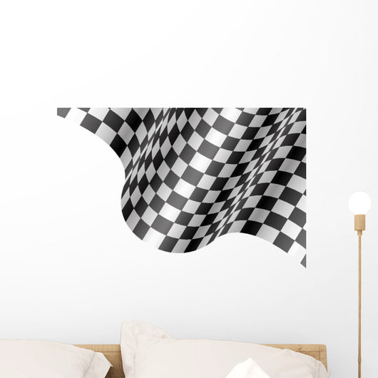 Checkered Flag Wave White Wall Decal