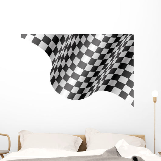 Checkered Flag Wave White Wall Decal