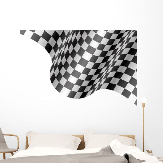 Checkered Flag Wave White Wall Decal