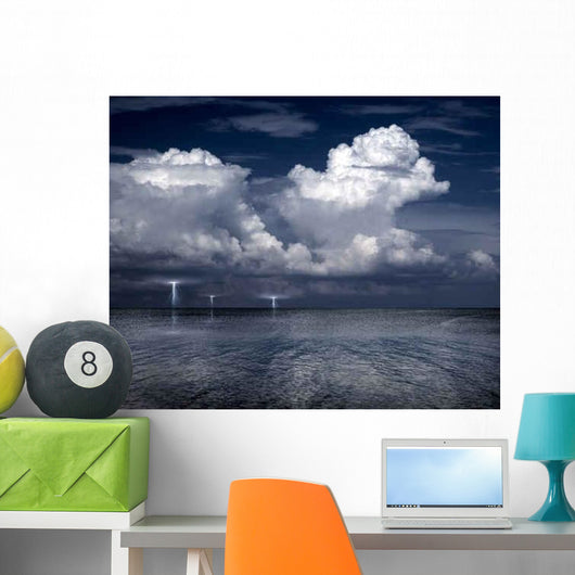 Lightning Storm Sea Wall Decal