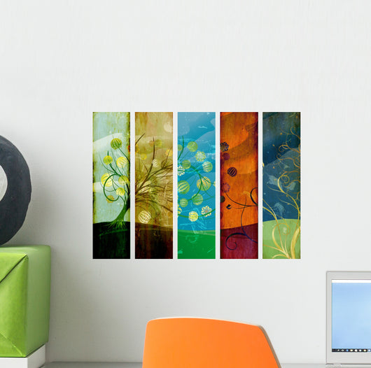 Old Abstract Seasons Tree Wall Decal