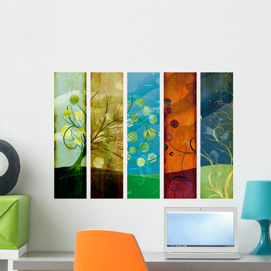 Old Abstract Seasons Tree Wall Decal