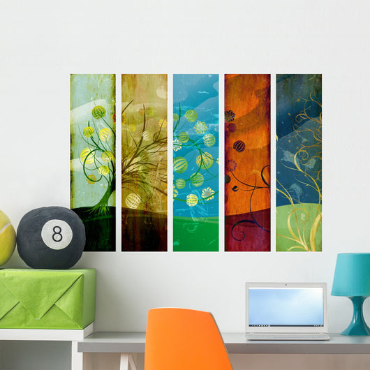 Old Abstract Seasons Tree Wall Decal
