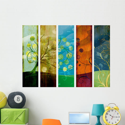 Old Abstract Seasons Tree Wall Decal