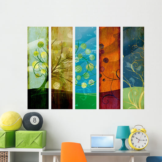 Old Abstract Seasons Tree Wall Decal