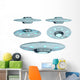 Vintage Ugo Space Ships Wall Decal Sticker Set