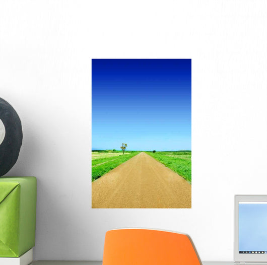 Straight Road and Blue Wall Decal
