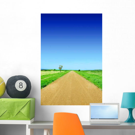 Straight Road and Blue Wall Decal