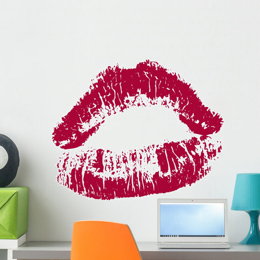 Red Kissing Lips Wall Decal
